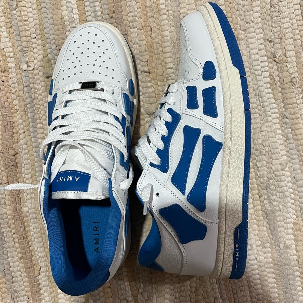 Amiri white and blue skel low top sneakers. Size 44 EU (10 us mens)
